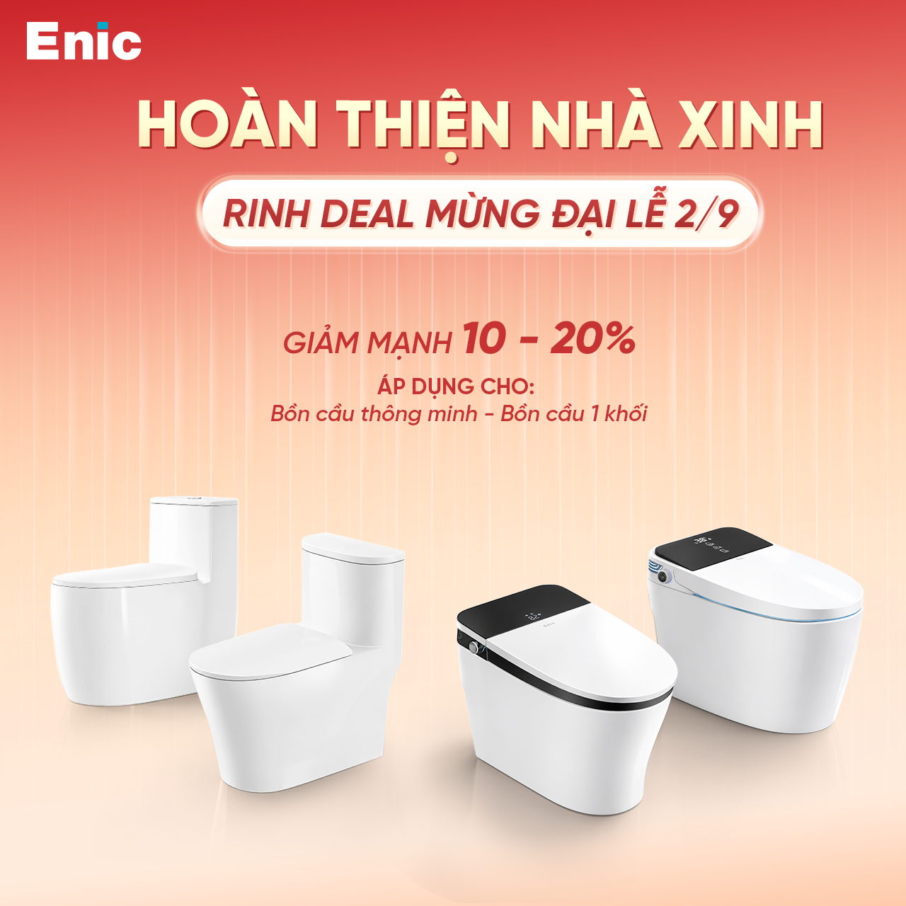 Bồn cầu thông minh và bồn cầu 1 khối Enic - ưu đãi giảm 10-20%