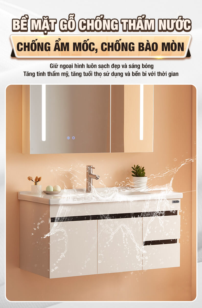 Bộ tủ phòng tắm thông minh Enic ST01 - 80cm Gương Thường - 16