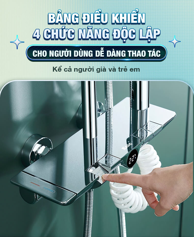 Bộ sen tắm cao cấp Enic TZ - MÀU INOX - 8