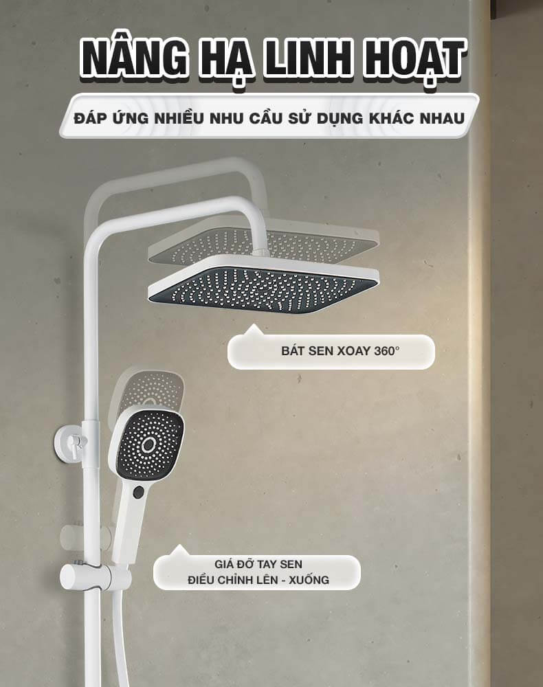 Bộ sen tắm thông minh Enic KD - VUÔNG LED - 30