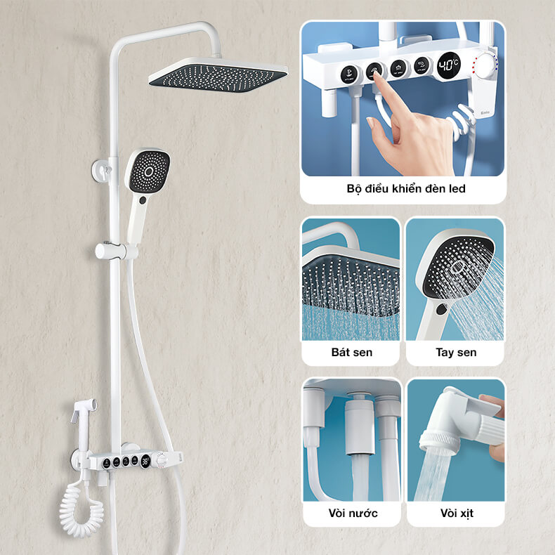 Bộ sen tắm thông minh Enic KD - TRÒN LED - 7