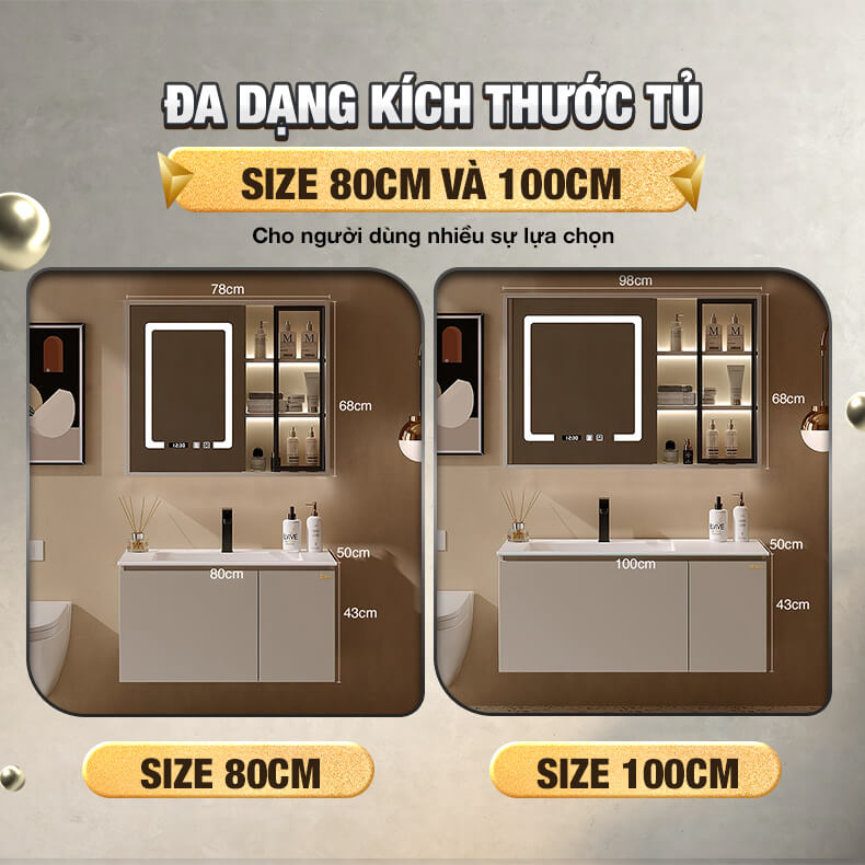 Bộ tủ phòng tắm cao cấp Enic K4 - 100cm Gương Thông Minh - 35