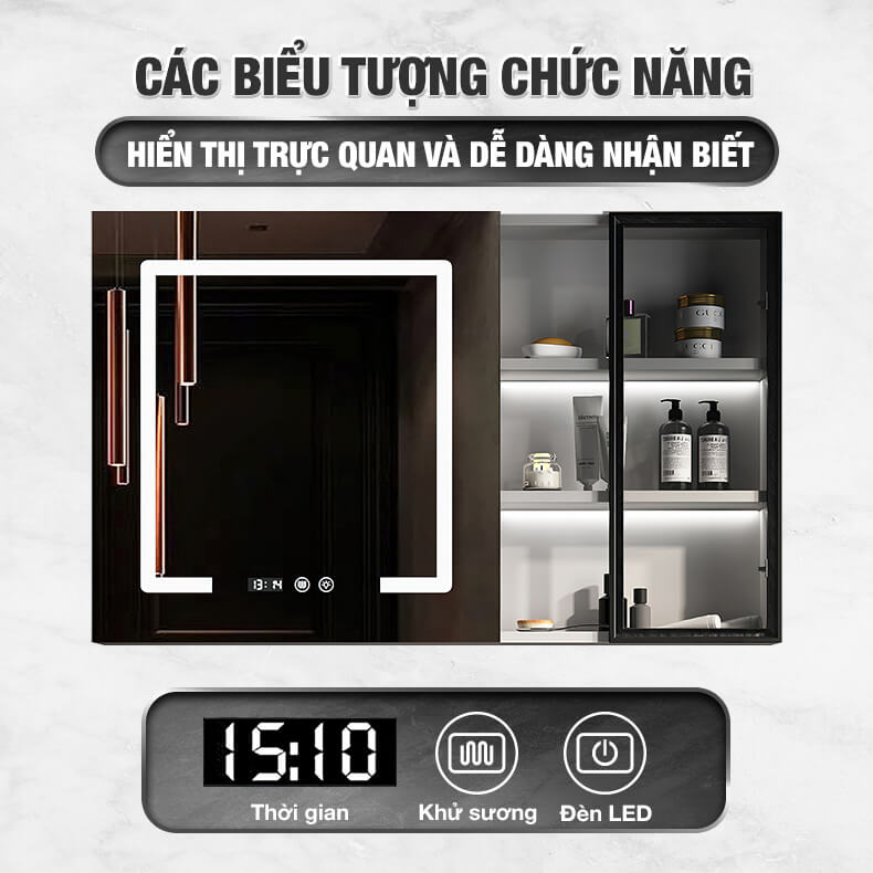 Bộ tủ phòng tắm cao cấp Enic G32 - 80cm Gương Thông Minh - 21