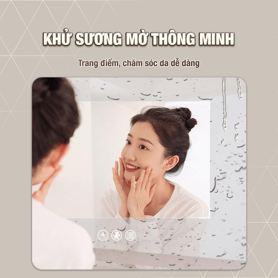 Làm sạch gương bằng nút khử mờ thông minh