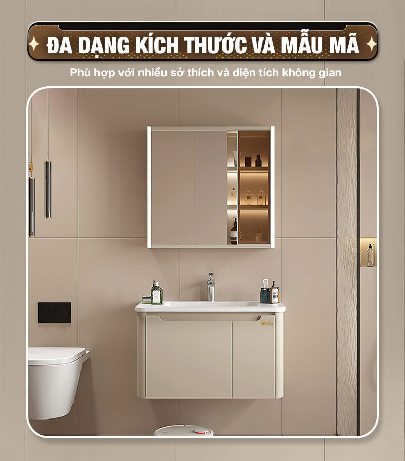 Bộ tủ phòng tắm cao cấp Enic BT11 - 80cm Gương Tủ - 35