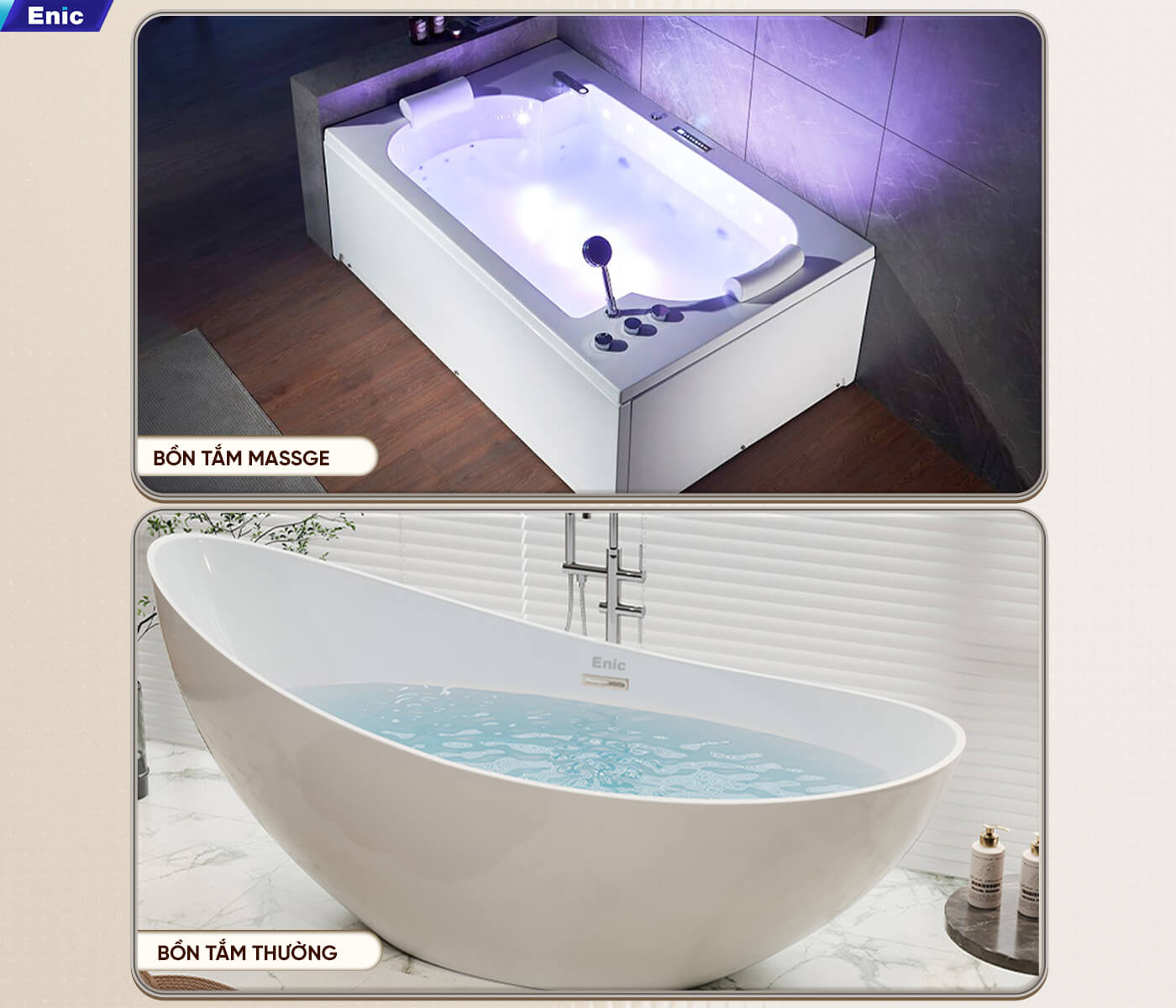 Bồn tắm massage và bồn tắm thường 
