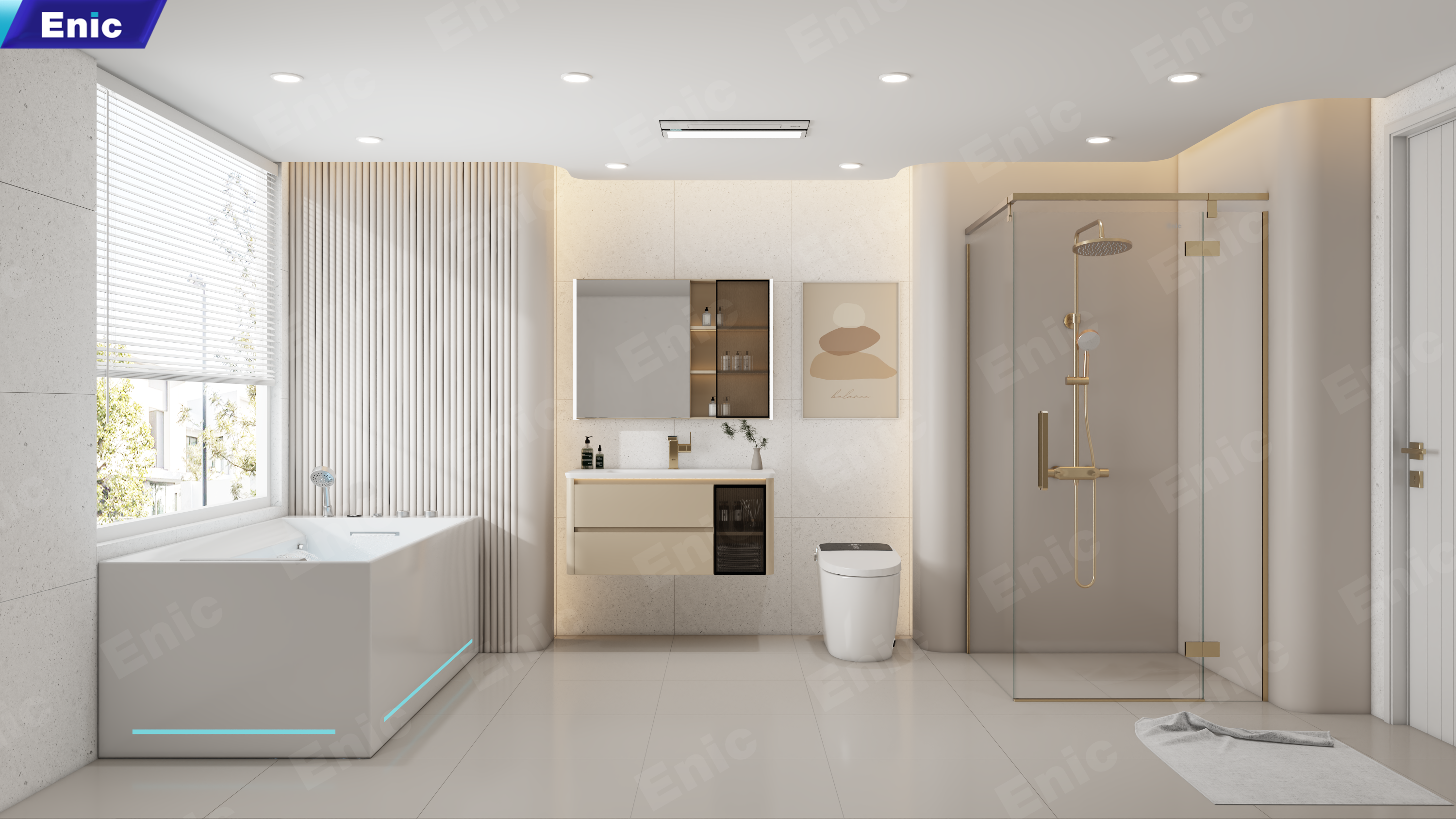 Nhà vệ sinh đẹp hiện đại với gam màu sáng tươi mát