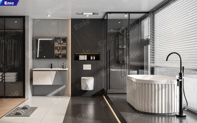 Nhà vệ sinh diện tích rộng, thiết bị cao cấp, thiết kế hiện đại cách tân