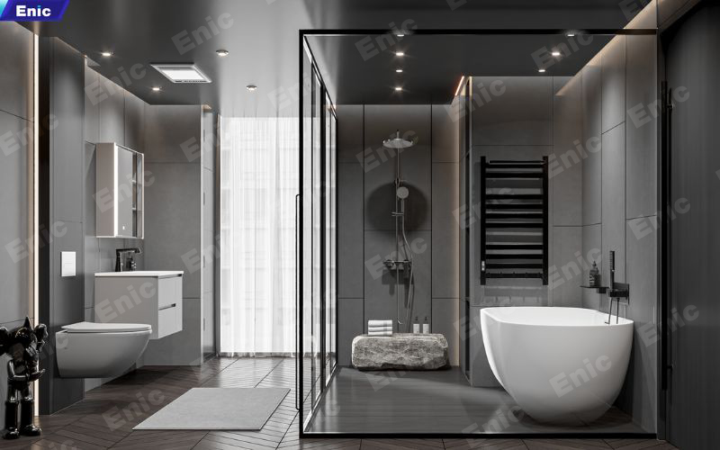 Nhà vệ sinh phù hợp cho phòng ngủ, màu sắc nhã nhặn thân thiện