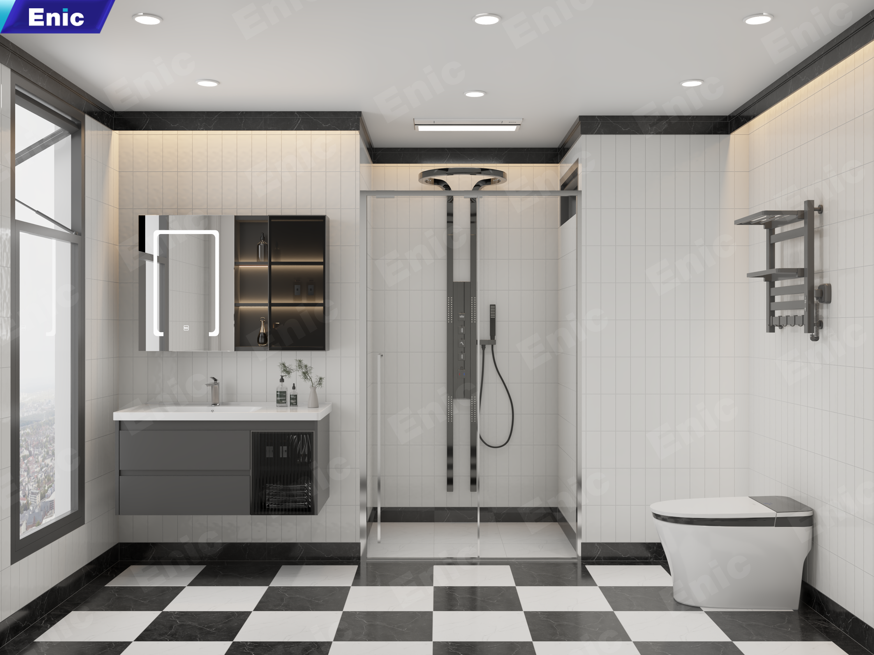 Phòng tắm nhà vệ sinh đẹp, tối giản và hiện đại
