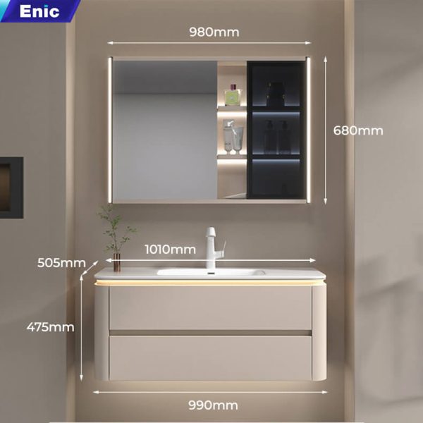 Bộ tủ phòng tắm cao cấp ENIC BT Plus màu kính trầm