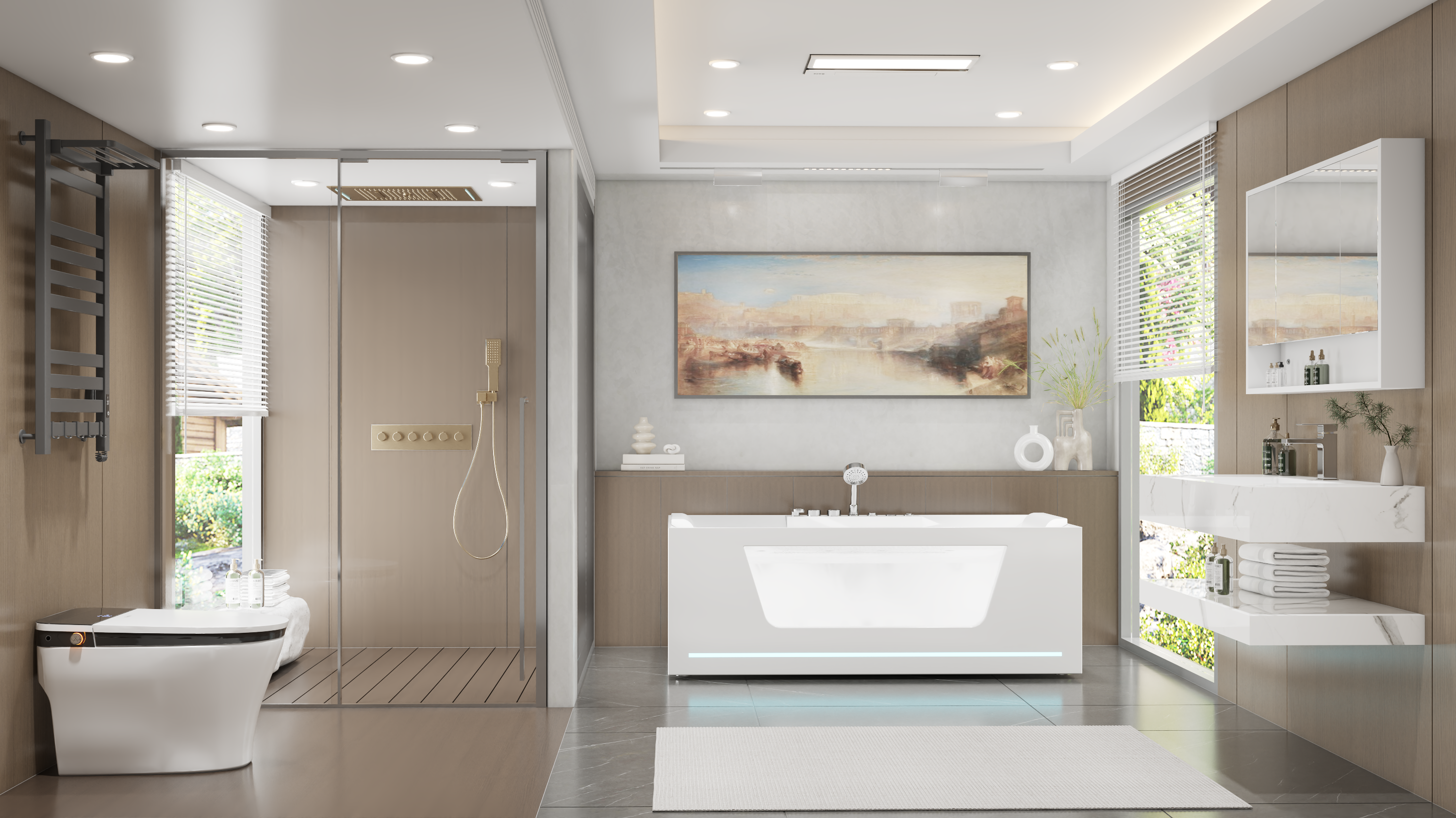 Kích thước bồn tắm chữ nhật cho phòng diện tích lớn 