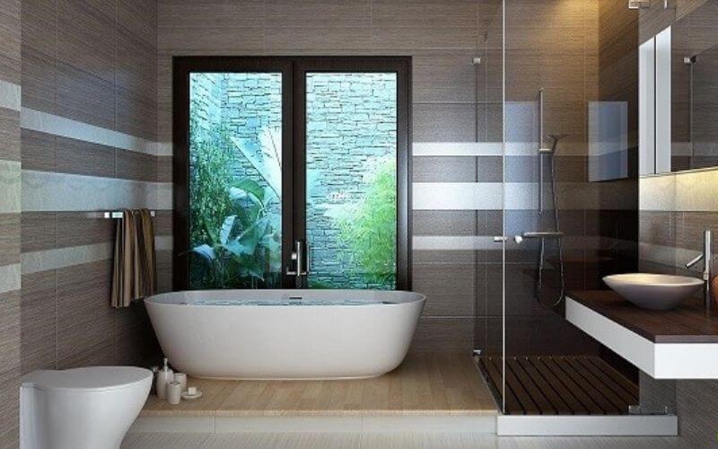 Thiết kế nội thất tối giản tận dụng không gian phòng tắm