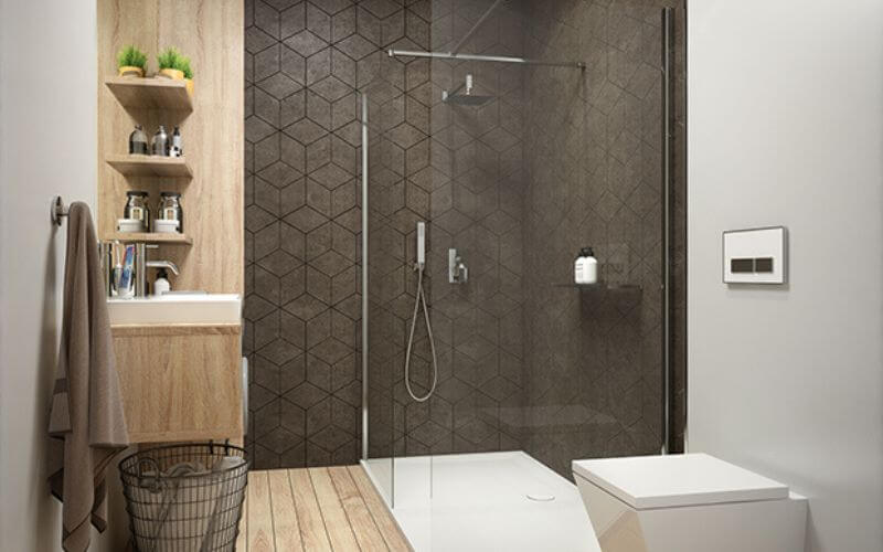 Thiết kế phòng tắm 5m2 với nội thất bằng gỗ