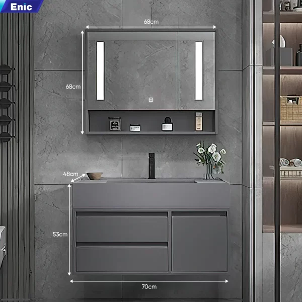 Bộ tủ phòng tắm thông minh ENIC T03 gỗ mới