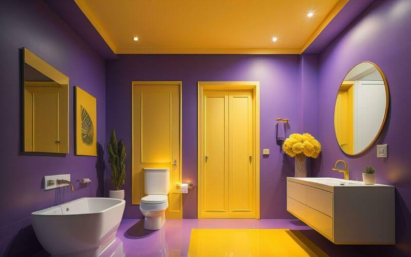 Cách phối gạch nhà tắm nhà tắm đẹp giữ vàng và tím