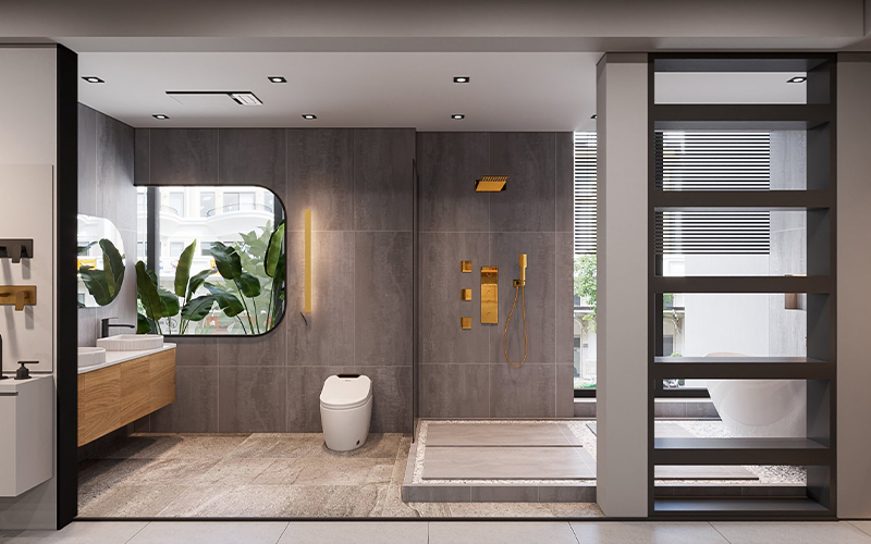 Phòng tắm đầy đủ tiện nghi với thiết bị vệ sinh cao cấp