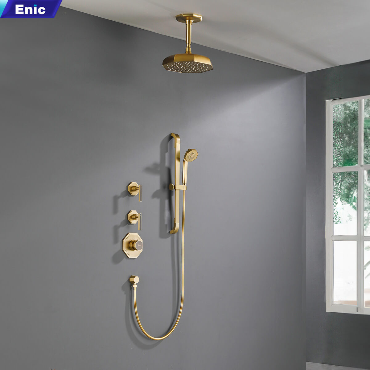 Bộ sen tắm âm trần hình dáng độc đáo của Enic 