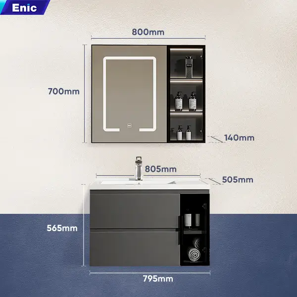 Bộ tủ gương lavabo phòng tắm cao cấp Enic G52