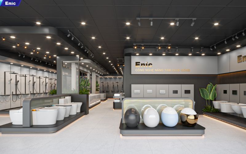 Không gian showroom thiết bị vệ sinh Ninh Thuận Enic rộng lớn