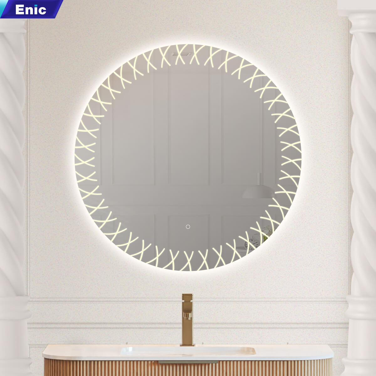 Gương có đèn led hình chữ X