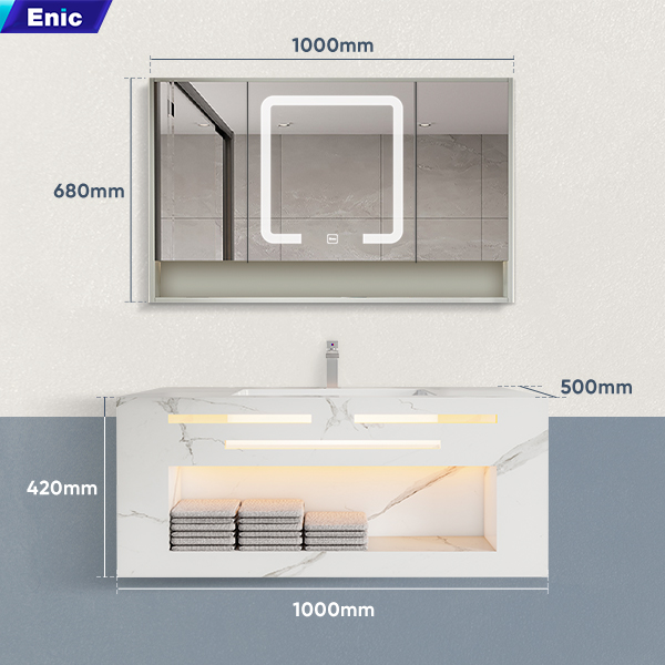 Bo tủ chậu lavabo gương LED nhà tắm ENIC NK03