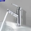 Vòi kéo lavabo tròn bạc Enic
