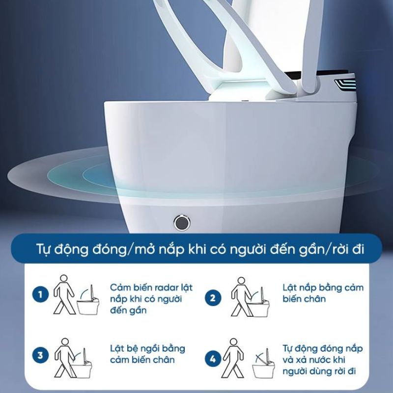 Bồn cầu tự động lật và đóng nắp nhờ cảm biến tự động
