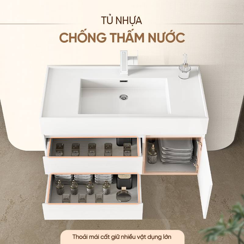 Tủ lavabo làm từ nhựa PVC chống thấm nước vượt trội
