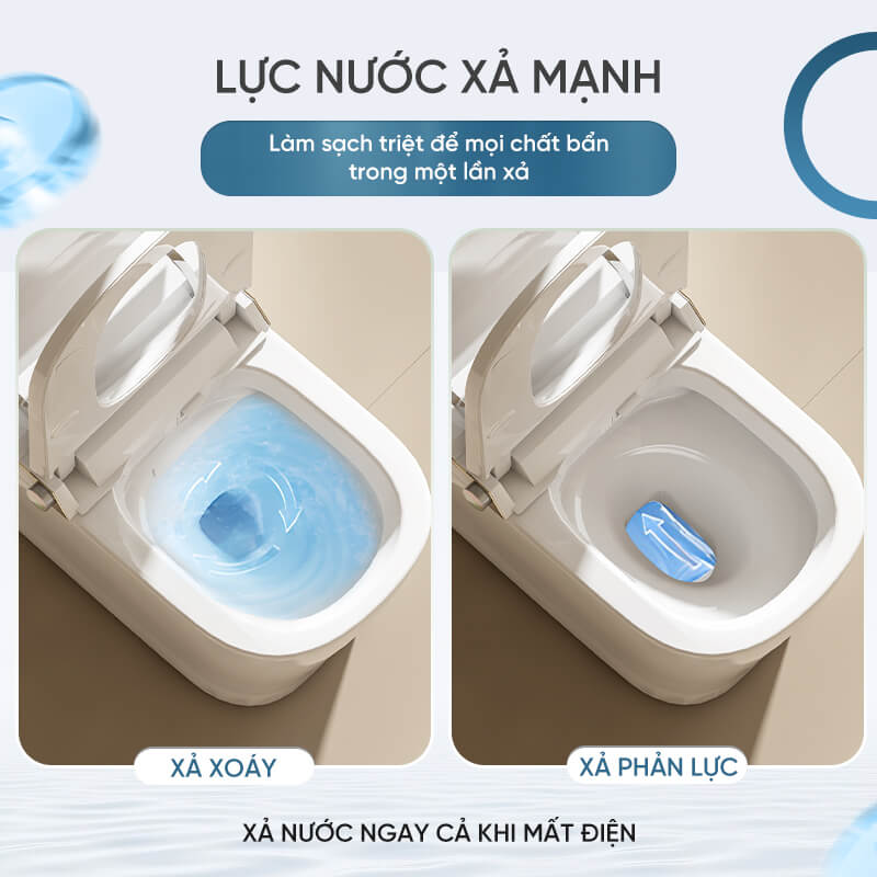 Bồn cầu Enic sử dụng phương pháp xả xoáy kết hợp với xả phản lực 