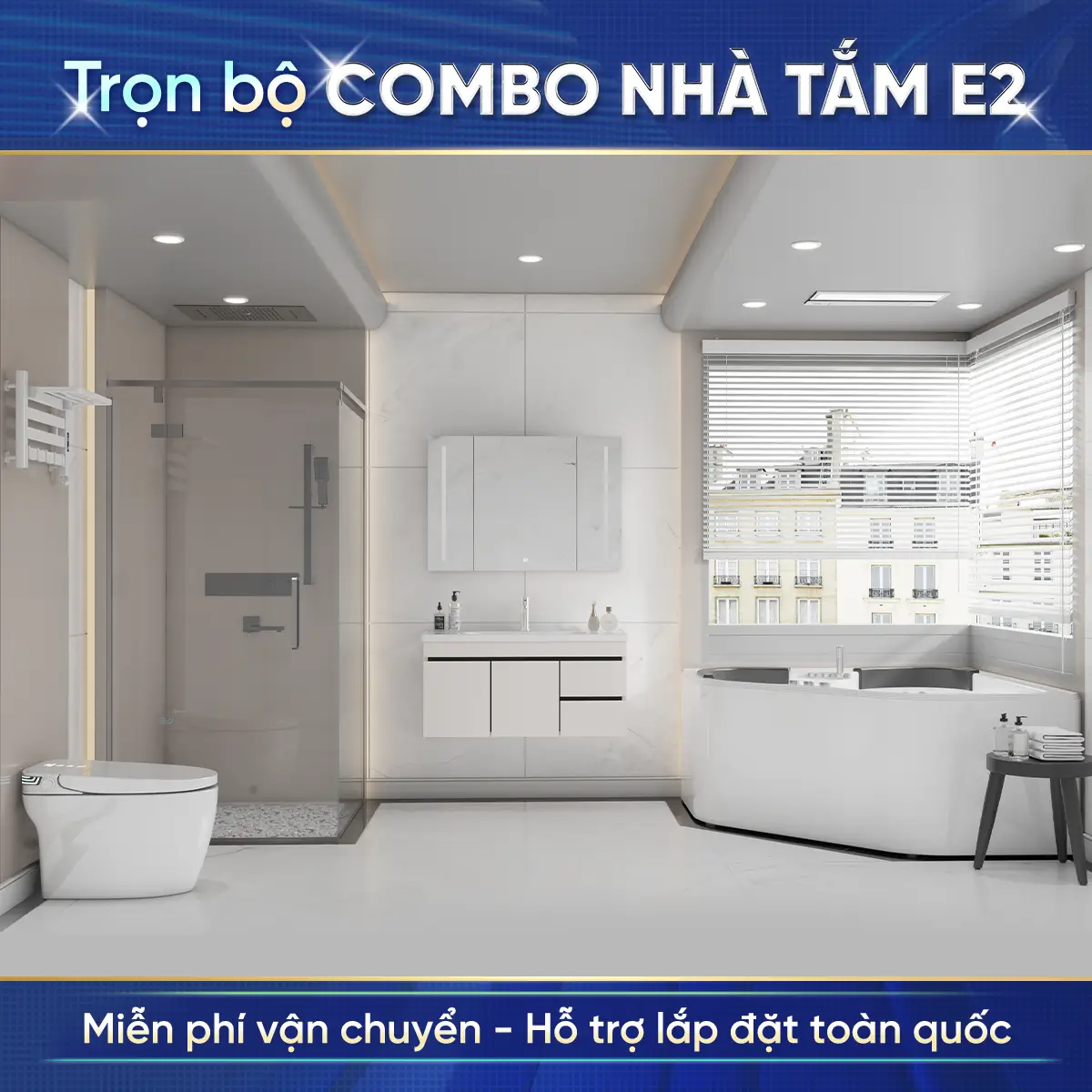 Combo nhà tắm cao cấp Enic E2 – Có bồn tắm