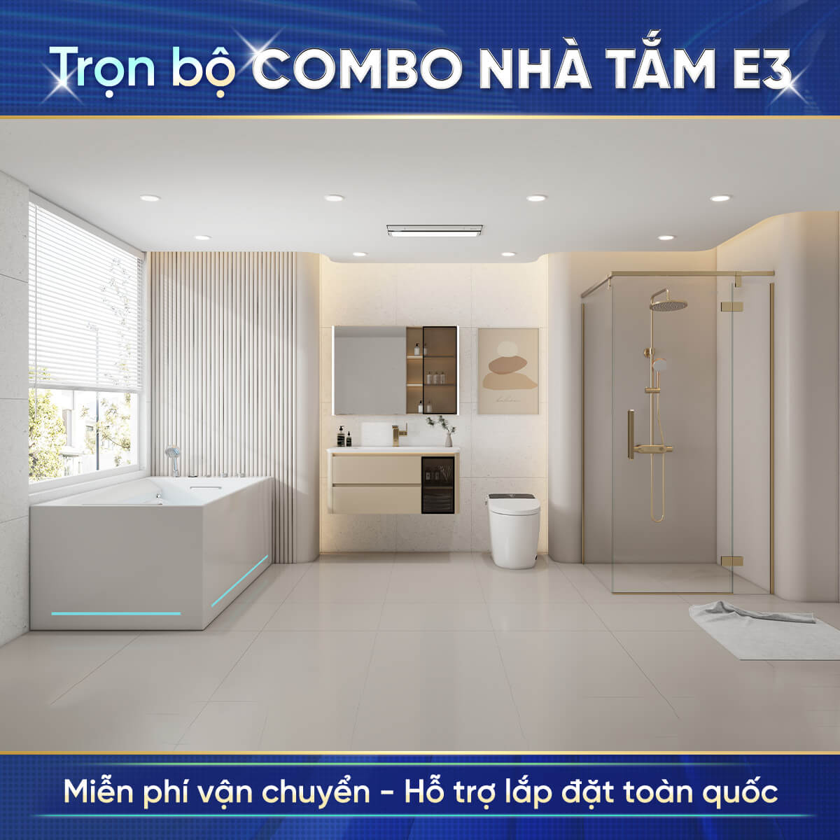 Combo nhà tắm cao cấp Enic E3 – Có bồn tắm