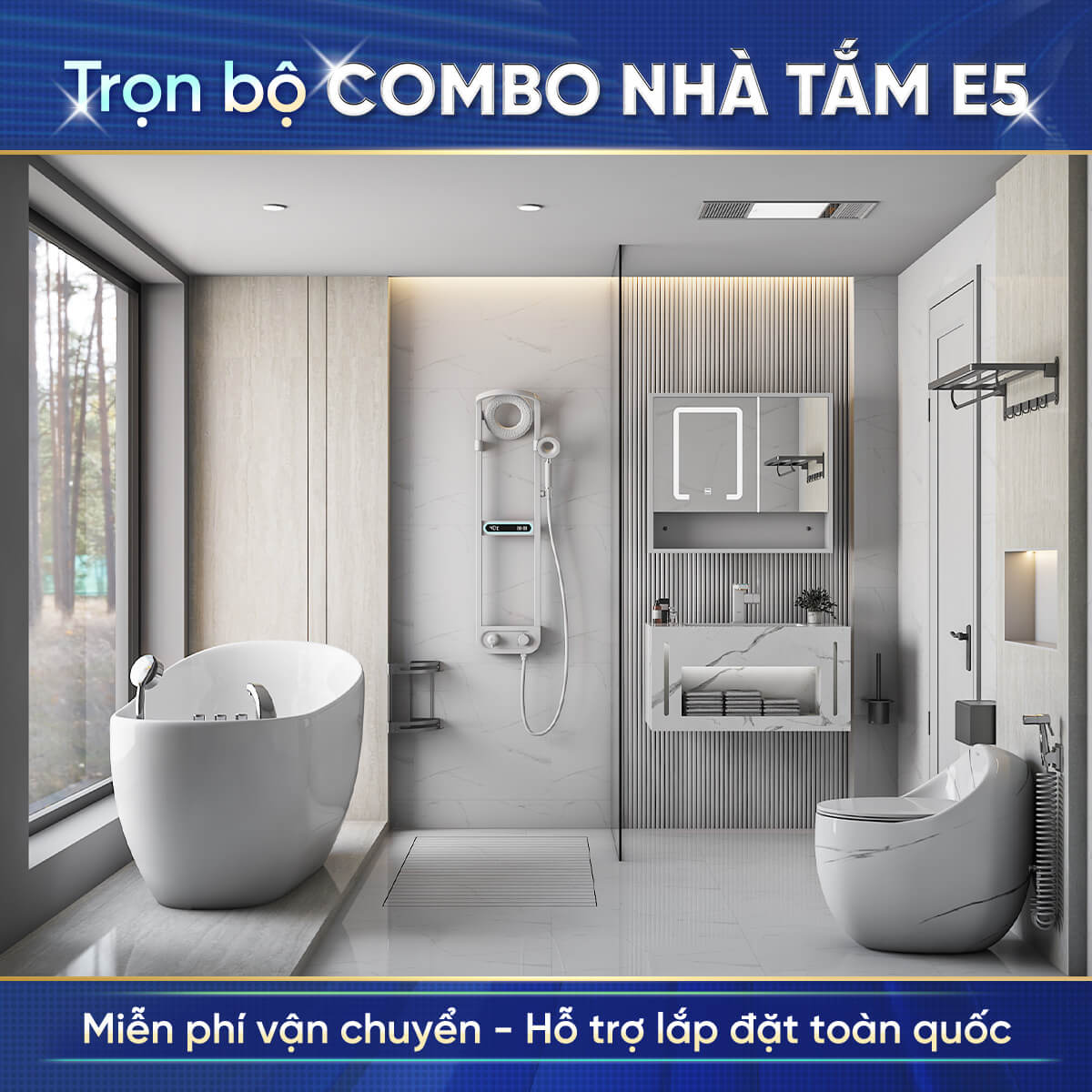 Combo nhà tắm cao cấp Enic E5 – Có bồn tắm