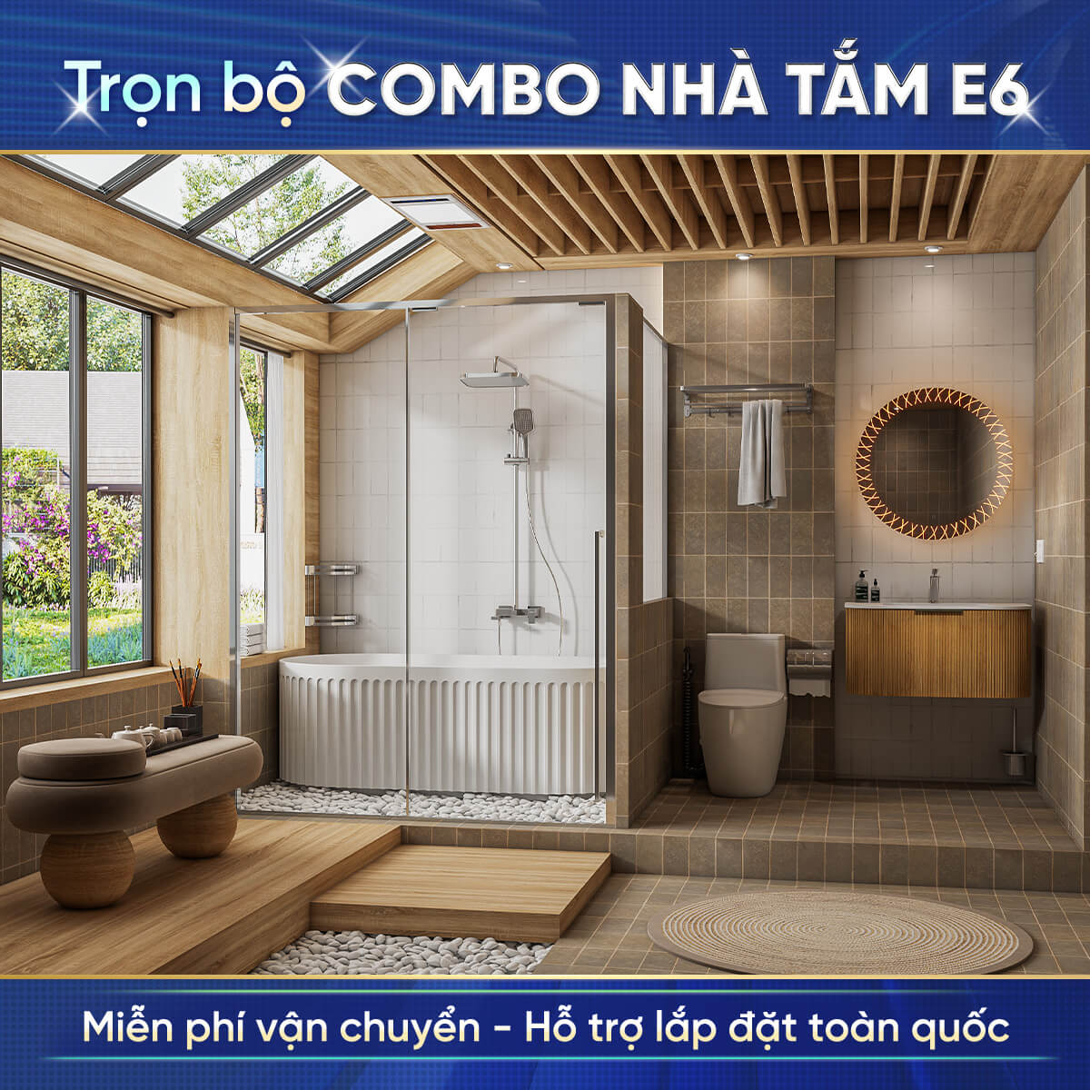 Combo nhà tắm cao cấp Enic E6 – Có bồn tắm