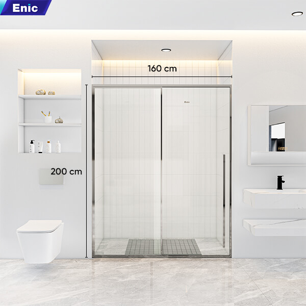 Vách kính nhà tắm inox TG02 1m4-1m6