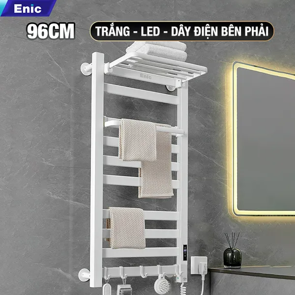 Giá treo khăn điện A2 96cm trắng dây điện phải