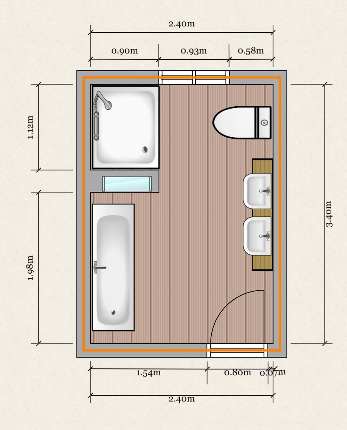Bản vẽ chi tiết nhà vệ sinh có diện tích rộng