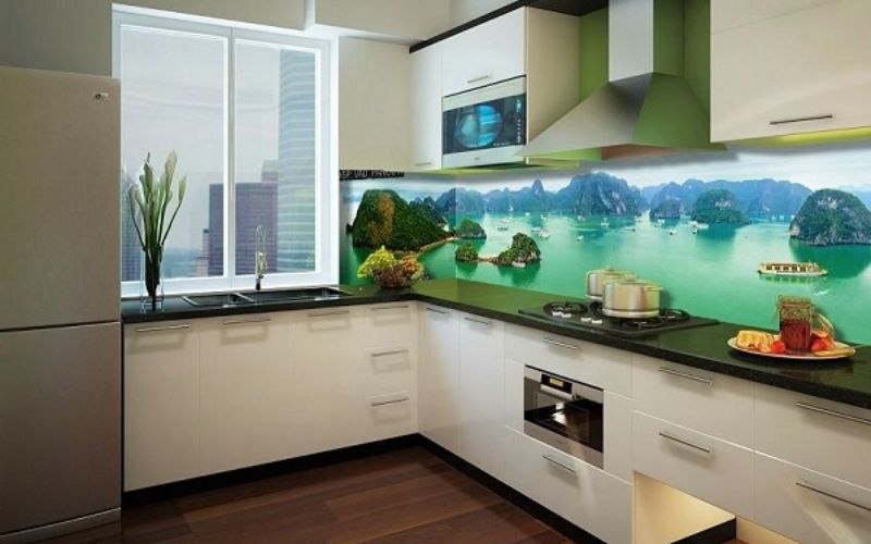 Dùng gạch 3D cho tường nhà bếp