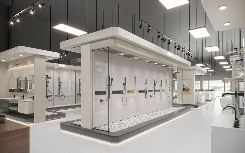 Khu trưng bày sen tắm khoa học giúp khách hàng dễ dàng trải nghiệm thử