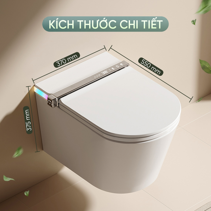 Kích thước các mẫu bồn cầu treo tường thông minh