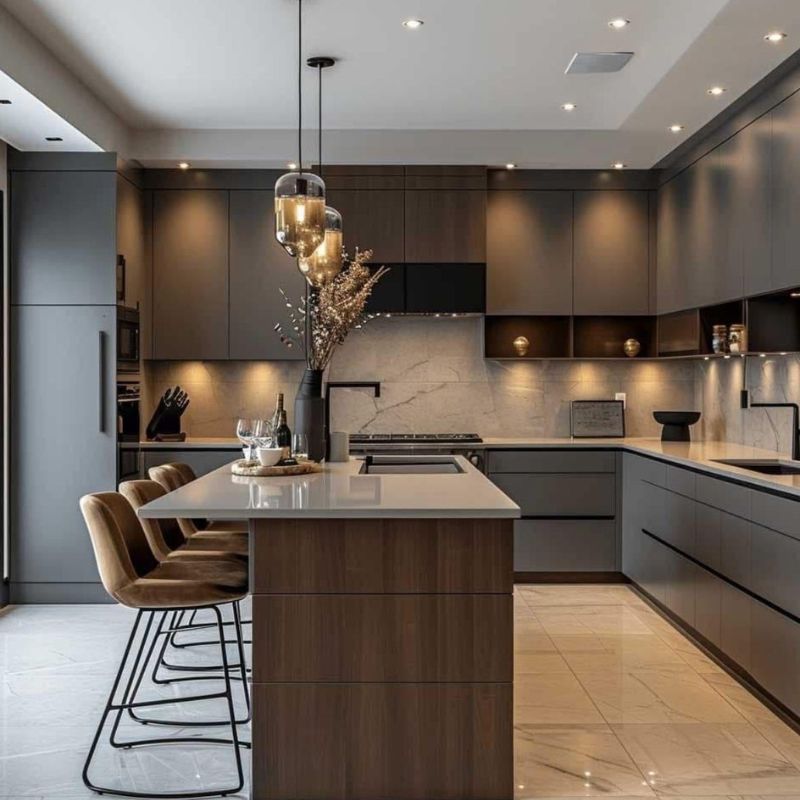 Bếp hiện đại ấm áp, thanh lịch