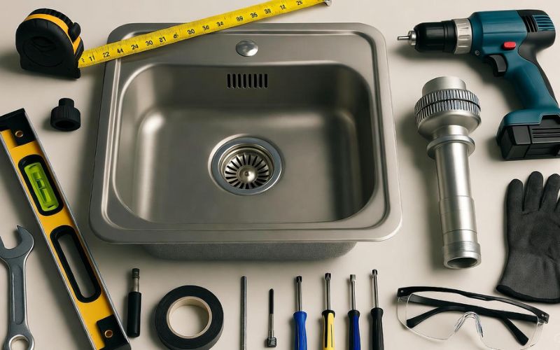 Dụng cụ cần chuẩn bị khi lắp bồn rửa chén