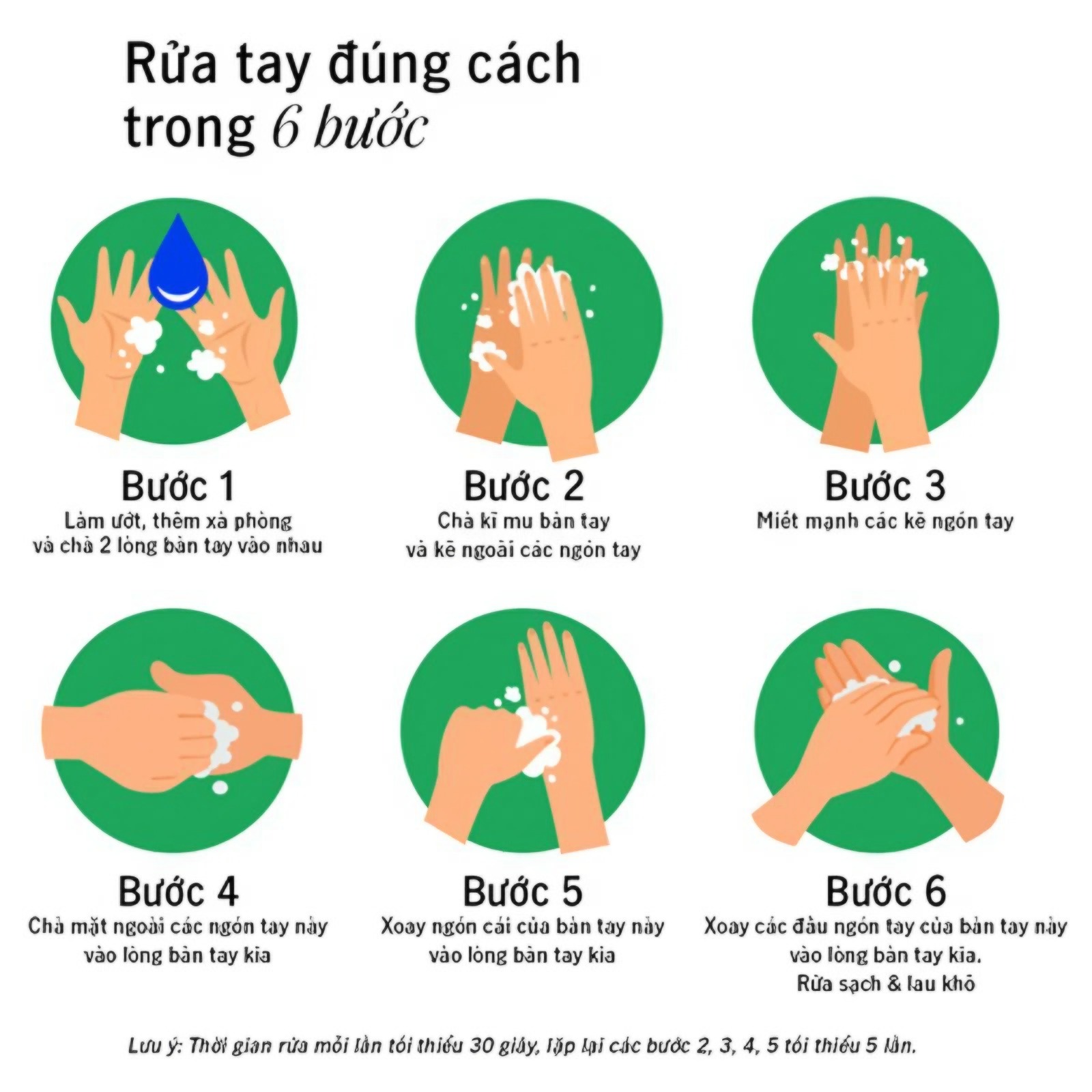 Hình ảnh các bước rửa tay đúng cách theo chuẩn Bộ y tế