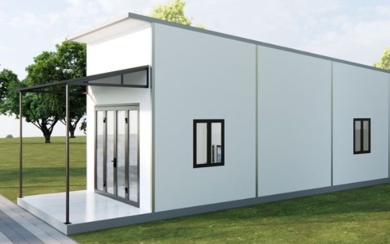 Mẫu nhà tiền chế cấp 4 mái bằng tối giản