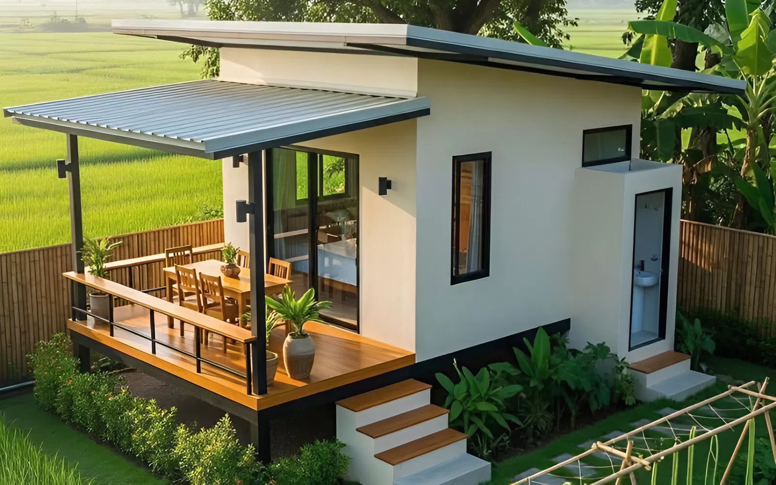 Mẫu nhà tiền chế đẹp có hiên trước