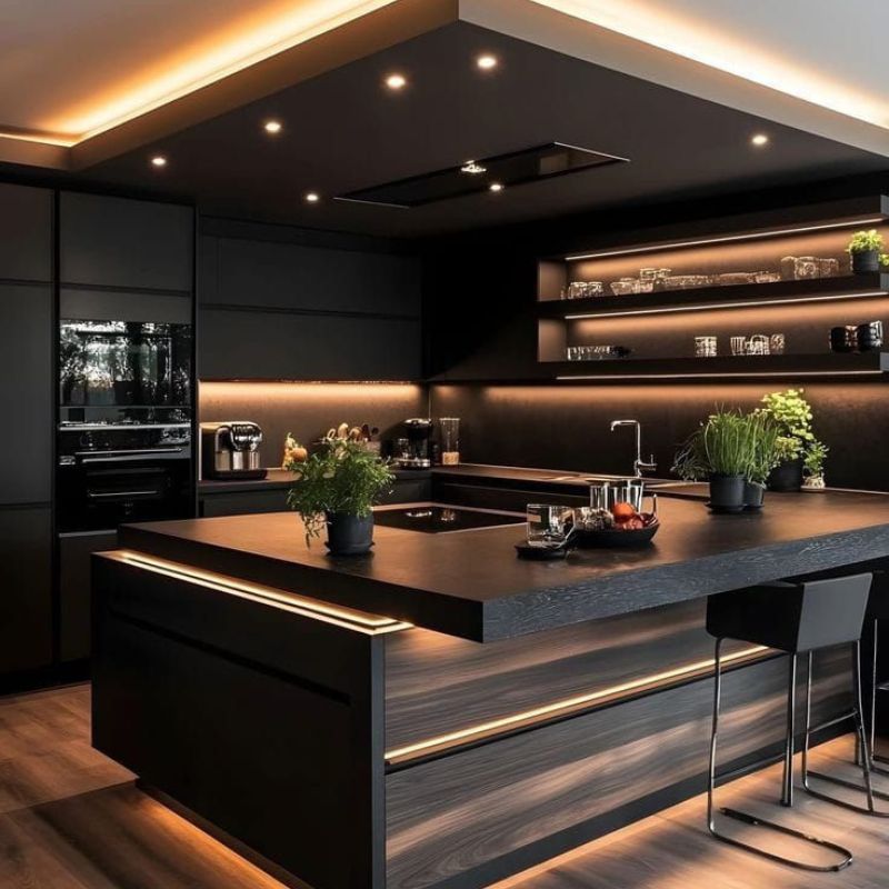 Mẫu thiết kế bếp có quầy bar mini