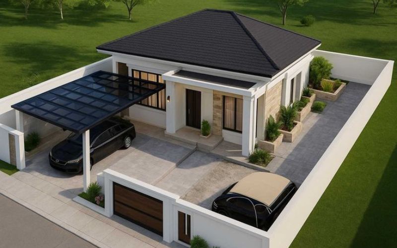 Nhà mái Nhật 1 tầng nhỏ gọn 