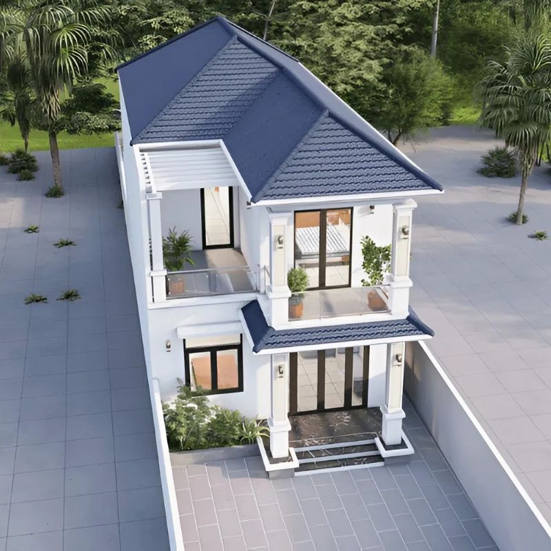 Nhà mái Nhật dạng ống 2 tầng