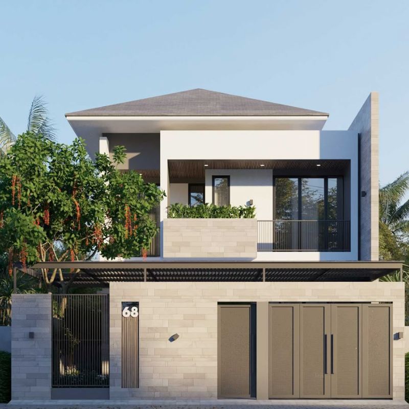 Nhà mái Nhật thiết kế vuông vắn hiện đại