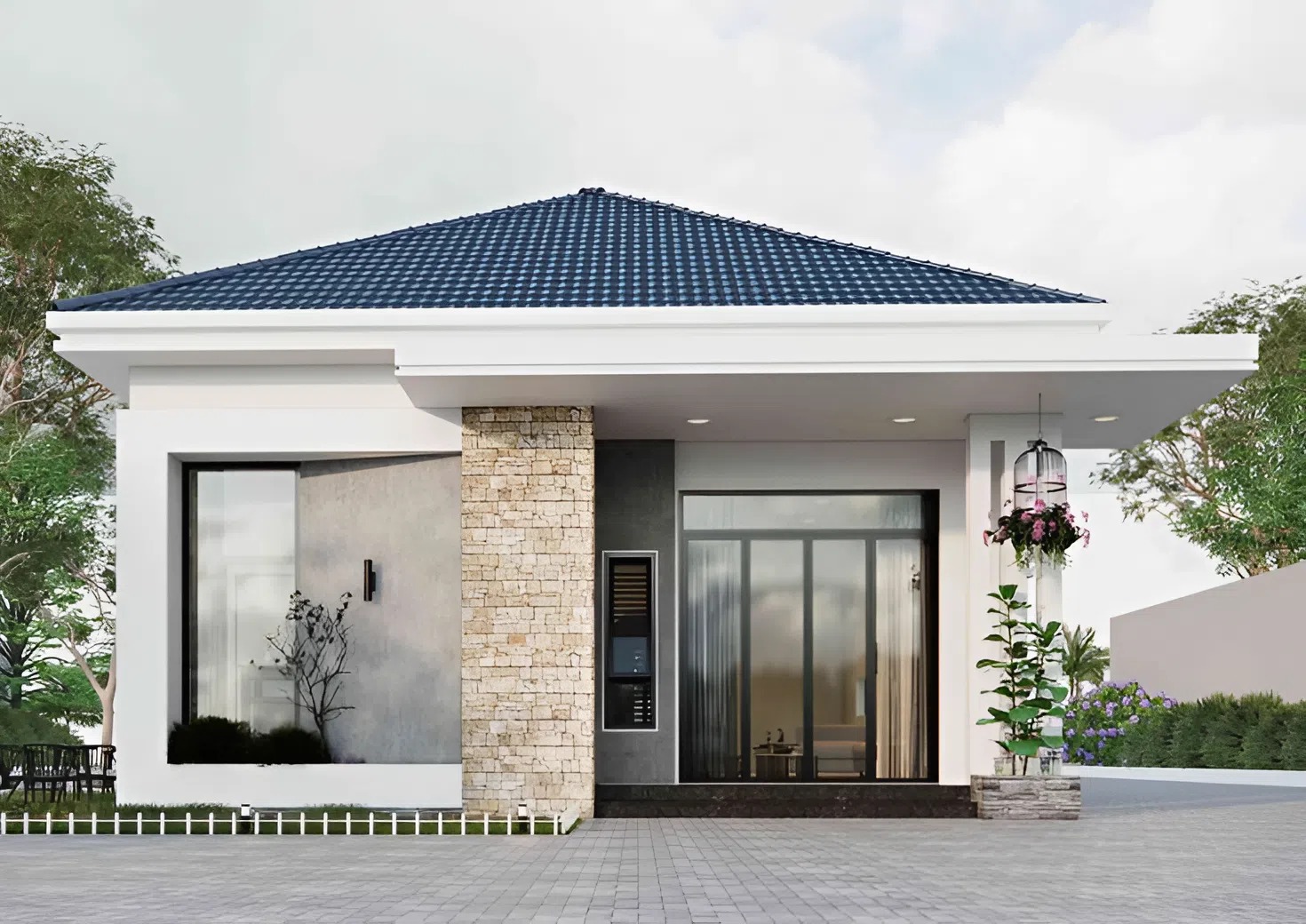 Nhà mái Nhật vuông thiết kế nhỏ gọn